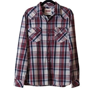 LEVI'S Cotton Pearl Snap Shirt - Long Sleeve - Size L - EUC